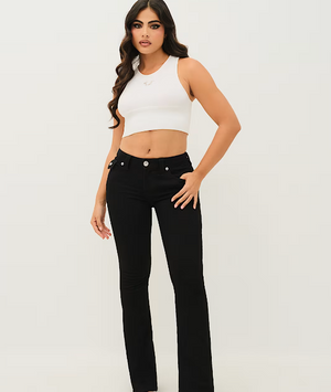 Joey Mid Rise Flap Flare Jean