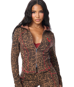 Leopard Baby Terry Zip Hoodie