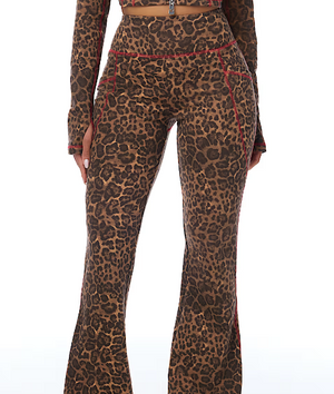 Horseshoe Leopard Baby Terry Bootcut Pants