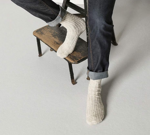 Cotton Slub Men's Beige White