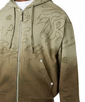 Dip-Dyed Big T Boxy Zip Hoodie