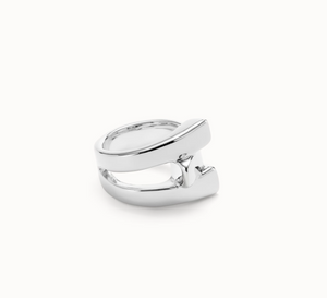 Ring with curved lines (SILVER)