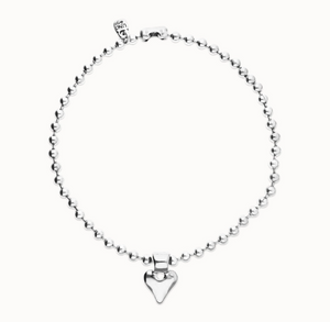 Bead necklace with heart detail (SILVER)