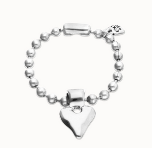 Bead bracelet with heart detail (SILVER)