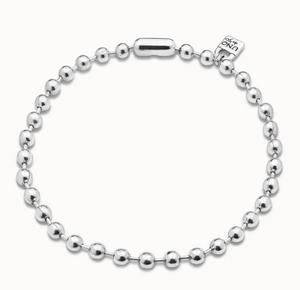 Short beaded necklace with padlock (SILVER)