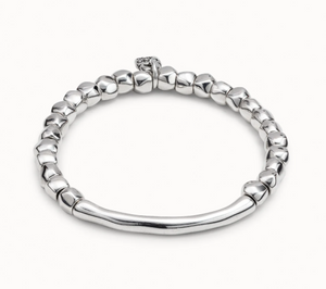 Beaded stretch bracelet with tubular piece (SILVER)