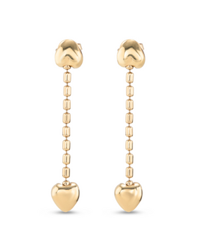 Drop earrings with small hearts (GOLD)