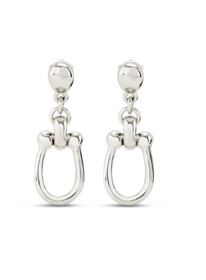 Drop earrings with medium sized link (SILVER)