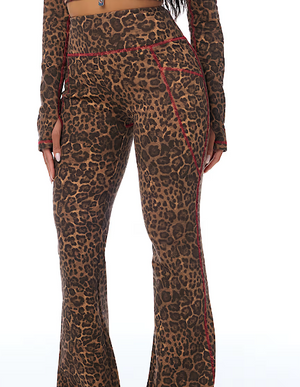 Horseshoe Leopard Baby Terry Bootcut Pants