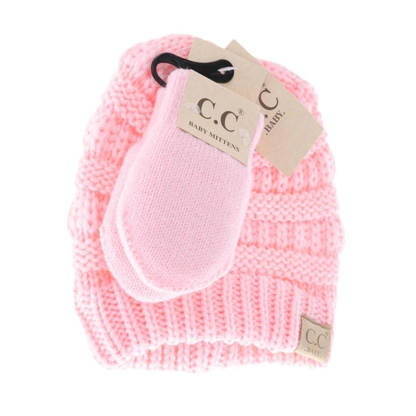 Baby CC Beanie with Mittens Set
