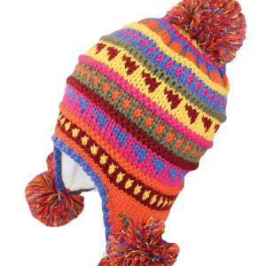Rainbow Heart Pom Hat