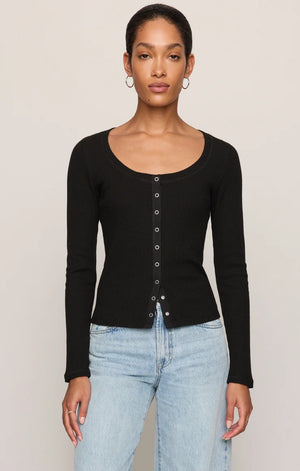 Albany Waffle Button Up Top