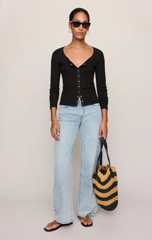 Albany Waffle Button Up Top