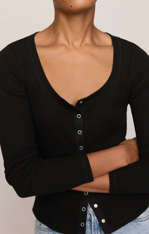 Albany Waffle Button Up Top