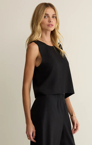 Sloane Linen Top Black