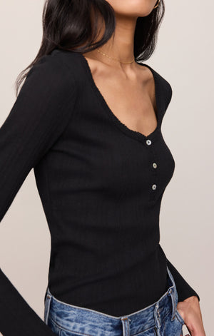 Audri Pointelle Henley Top