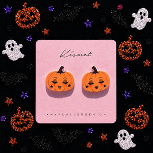 Blushing Soft Orange Pumpkin Stud Earrings