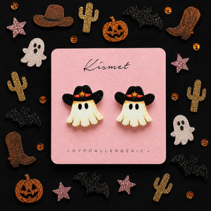 Sheriff Cowgirl Ghost Stud Earrings