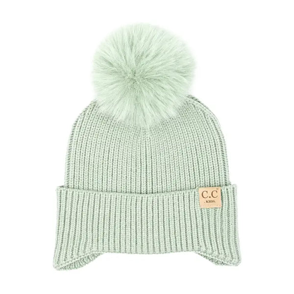 Kid's C.C Double Pom Ear Flap Beanie