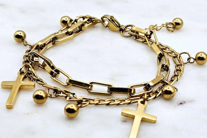 Gold Cross Charm Bracelet
