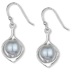 Swirl Framed Round Pearl Earrings