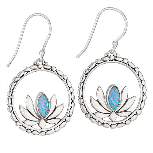 Opal Center Lotus Earrings