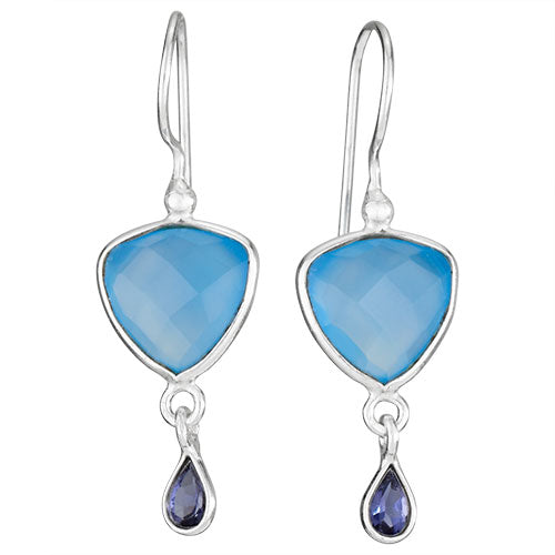 Chalcedony Iolite Drop Earrings