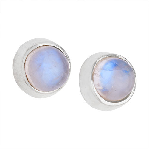 Round Moonstone Stud Earrings