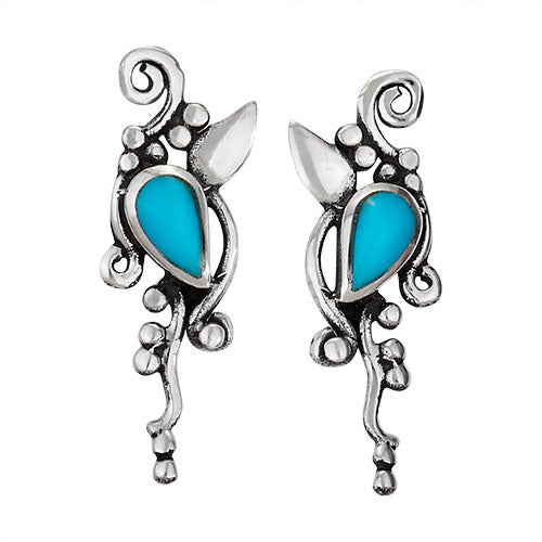 Turquoise Swirls Stud Earrings