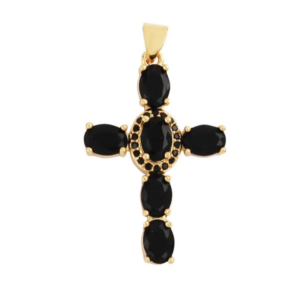 Adorn Cross Necklace Black