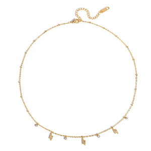 Dainty Crystal Lightning Bolt Shaker Necklace