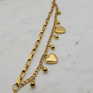 Double Chain Heart Charms Bracelet