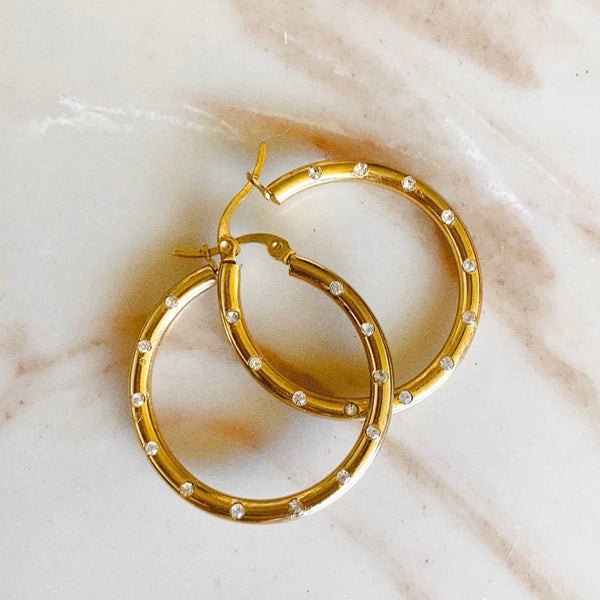 Hey Stud Crystal Hoops