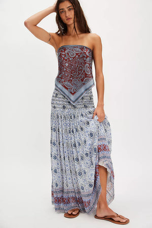 Ravenna Printed Maxi Skirt Blue Bird Combo