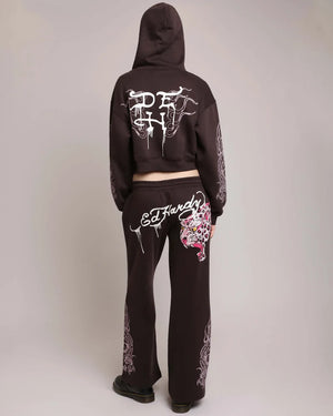 Pink Leopard Cropped Hoodie