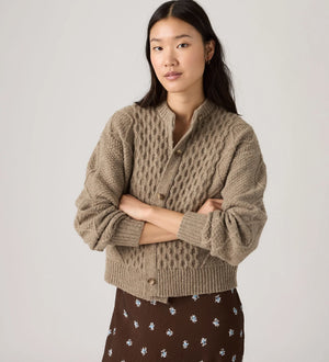 Charlotte Crewneck Cardigan Mushroom