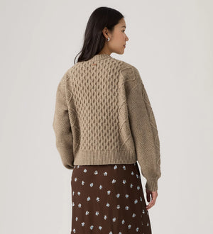 Charlotte Crewneck Cardigan Mushroom