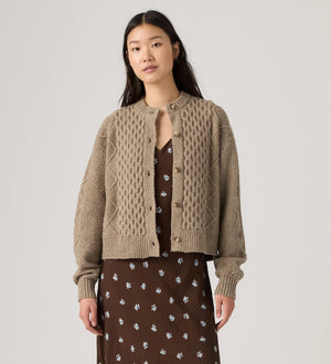Charlotte Crewneck Cardigan Mushroom