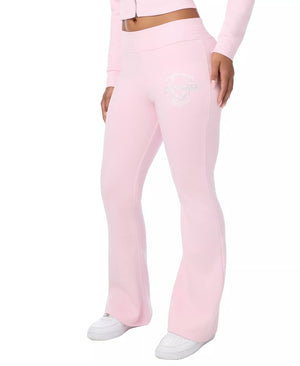 Crystal Mid Rise Big T Bootcut Sweatpant