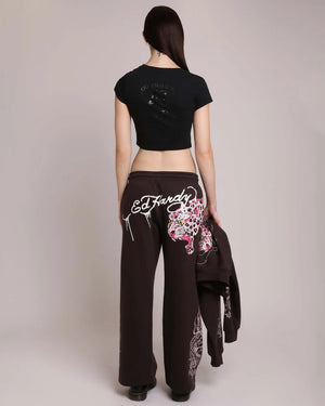 Pink Leopard Rhinestone Sweatpant