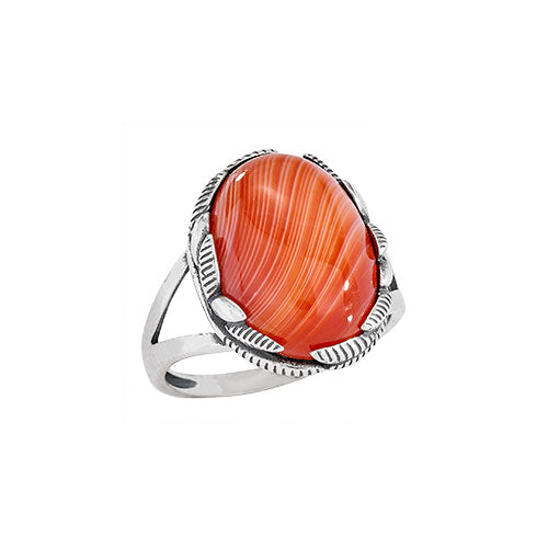 Large Red Lace Agate Ring