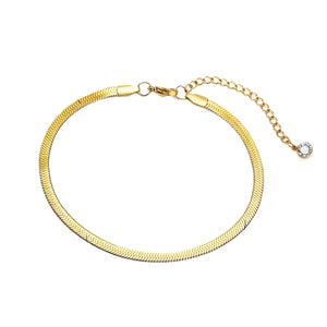 Slick Herringbone Chain Anklet