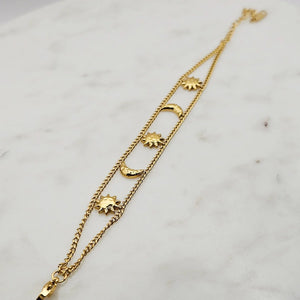 Moon Sun Double Chain Bracelet