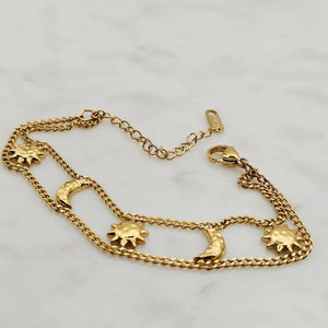 Moon Sun Double Chain Bracelet