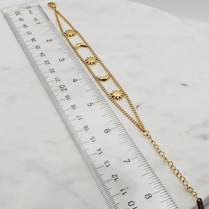 Moon Sun Double Chain Bracelet