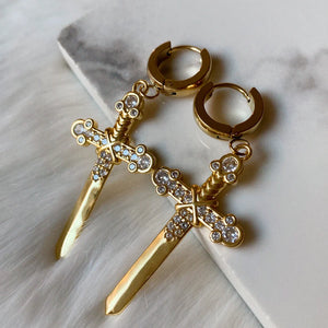 Sword of Protection Huggie Hoops