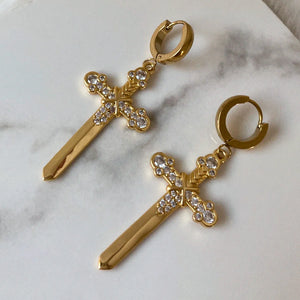 Sword of Protection Huggie Hoops