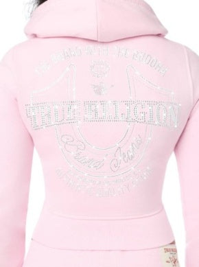 Big T Crystal Horseshoe Shrunken Zip Hoodie