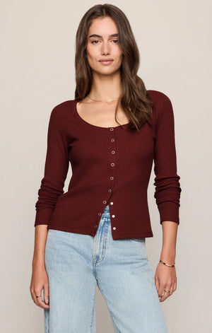 Albany Waffle Button Up Top