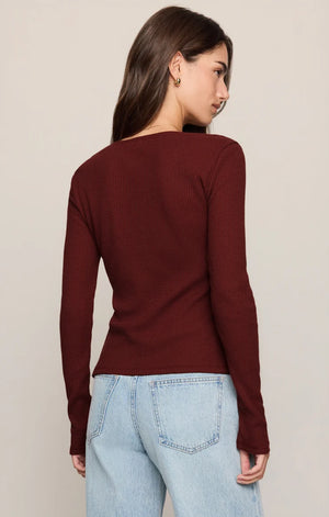 Albany Waffle Button Up Top